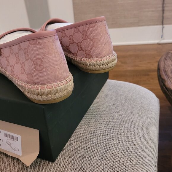 Gucci GG Canvas and Leather Pink Espadrilles Size 41 - Picture 5 of 14
